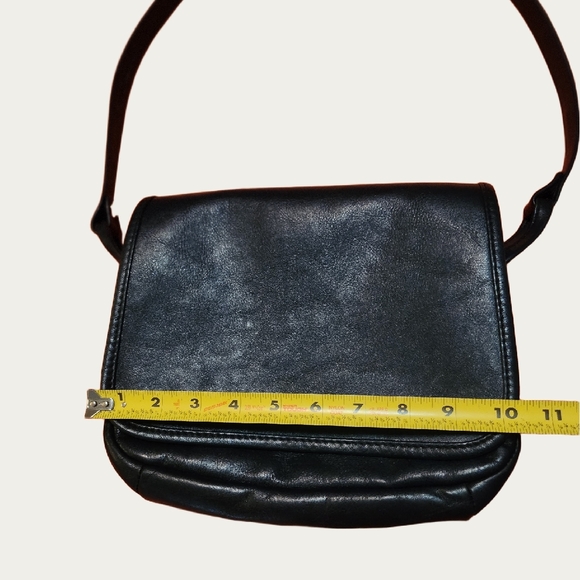 GANSON True Navy Blue Classic Flap Leather Shoulder BAG EUC - Picture 8 of 12